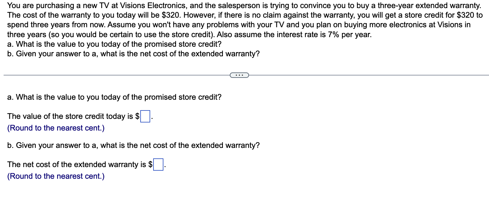 Solved You are purchasing a new TV at Visions Electronics, | Chegg.com