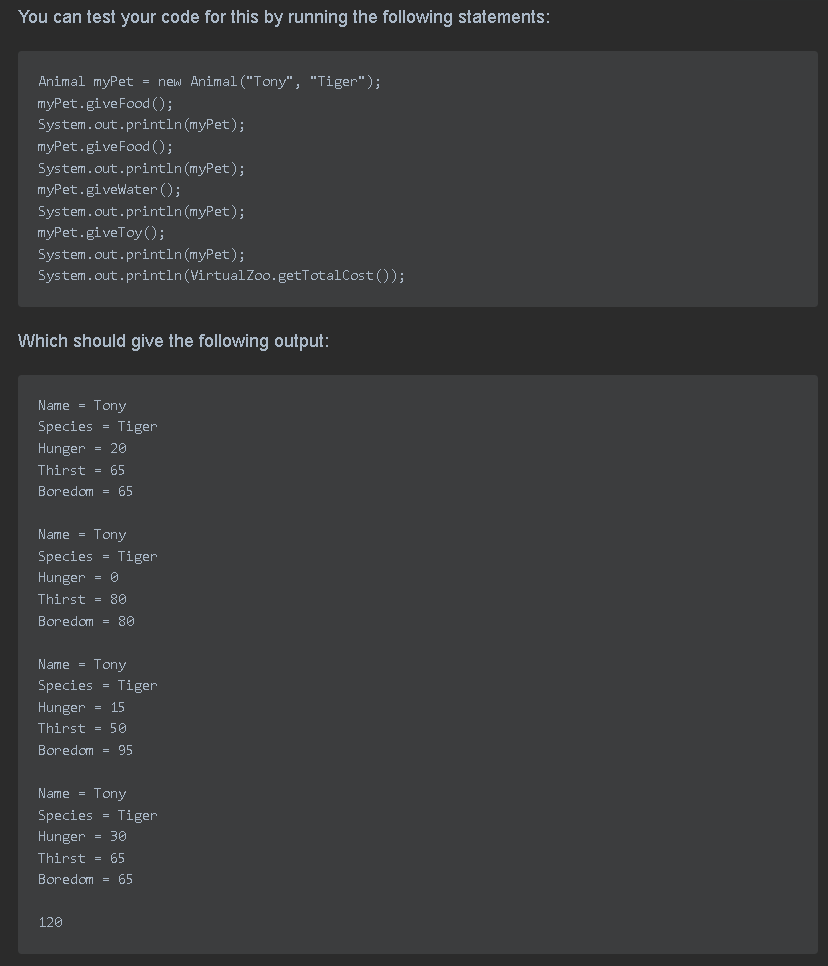Solved Task 1 - Animal Class Take some time to read through | Chegg.com