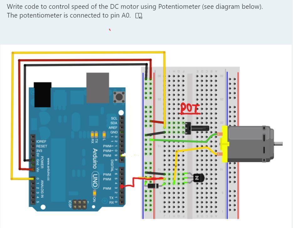 Solved Write code to control speed of the DC motor using | Chegg.com
