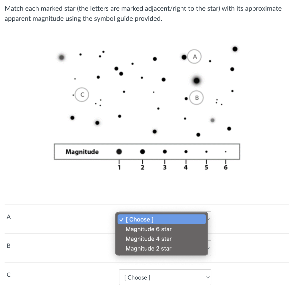 Solved Match each marked star (the letters are marked | Chegg.com