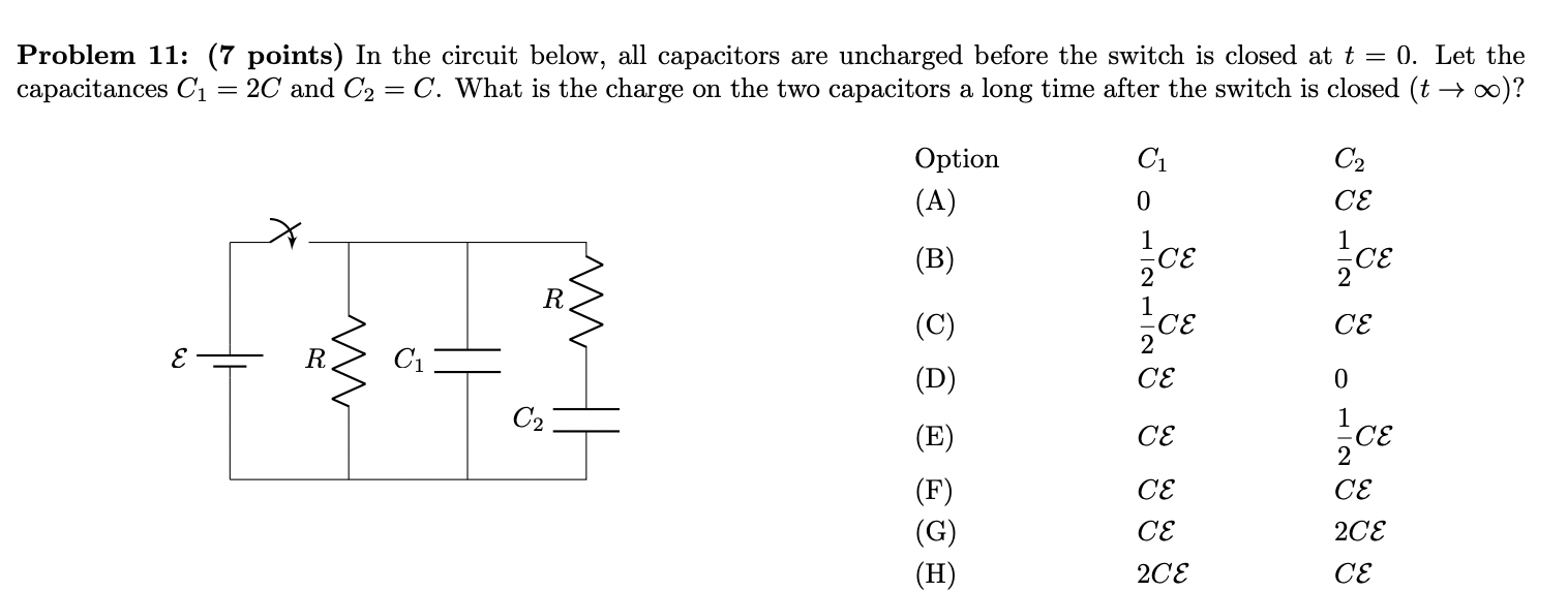 Solved Problem 11: (7 Points) In The Circuit Below, All | Chegg.com