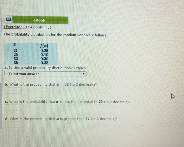 Solved eBook Exercise 5.07 Algorithmich The probability | Chegg.com