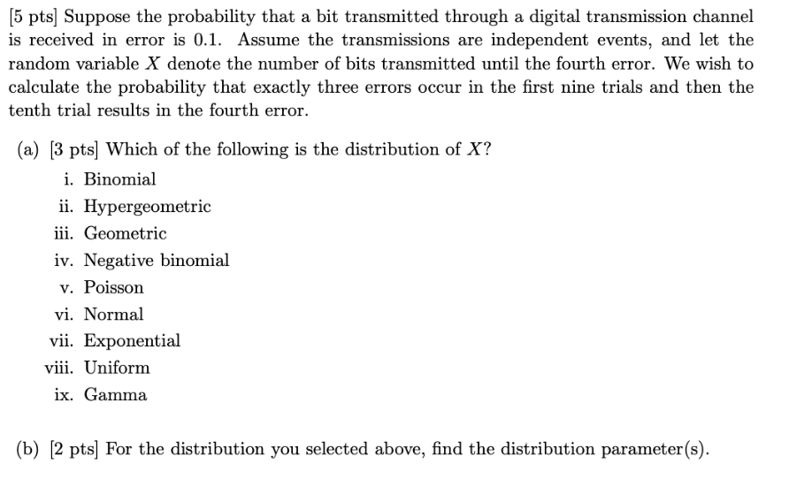 Solved [5 pts) Suppose the probability that a bit | Chegg.com