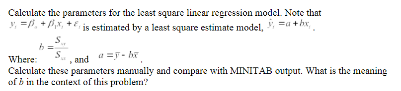 Solved Calculate the parameters for the least square linear | Chegg.com