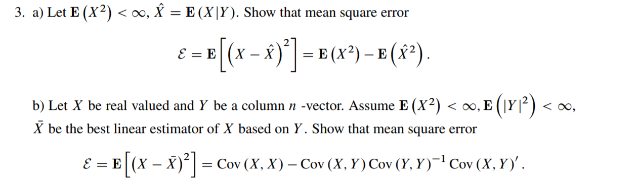 Solved 3 A Let E X2 00 I E X Y Show That Mean Chegg Com