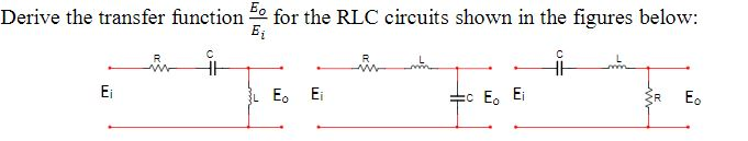 Solved Derive the transfer function for the RLC circuits | Chegg.com