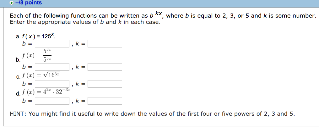 Solved + -/8 points Each of the following functions can be | Chegg.com