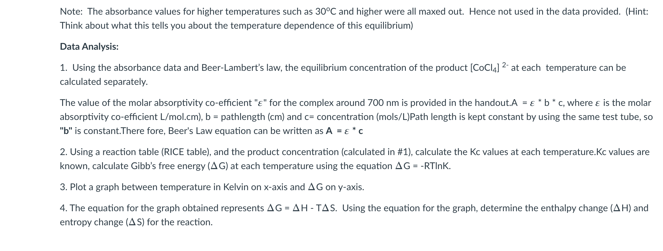 Solved Part 1 Data Obtained: The Following Absorption | Chegg.com