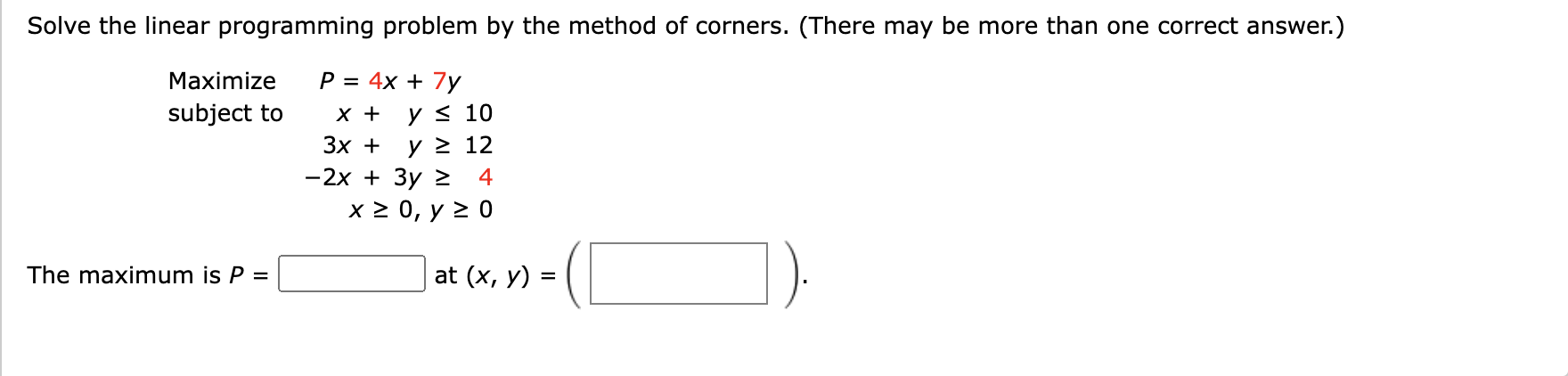 Solved Solve the linear programming problem by the method of | Chegg.com