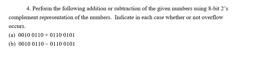 Solved 4. Perform the following addition or subtraction of | Chegg.com