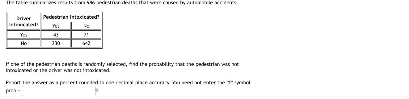 Solved If One Of The Pedestrian Deaths Is Randomly Selected, | Chegg.com