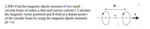 Solved 2.20P) Find the magnetic dipole moment of two small | Chegg.com