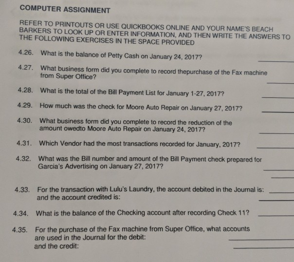COMPUTER ASSIGNMENT REFER TO PRINTOUTS OR USE | Chegg.com
