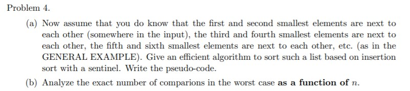 Insertion Sort with Sentinel A [O] + - for i = 2 to n | Chegg.com