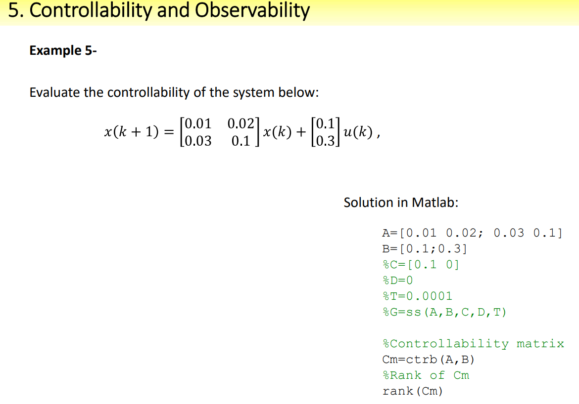 Solved 5. Controllability And Observability Example 5- | Chegg.com