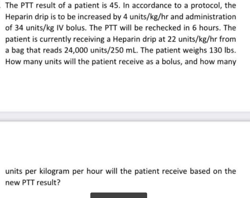Solved The PTT result of a patient is 45 In accordance to a Chegg com