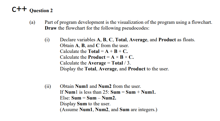 Solved C++ Question 2 (a) Part of program development is the | Chegg.com