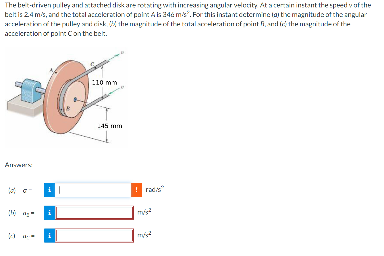 Solved The beltdriven pulley and attached disk are rotating