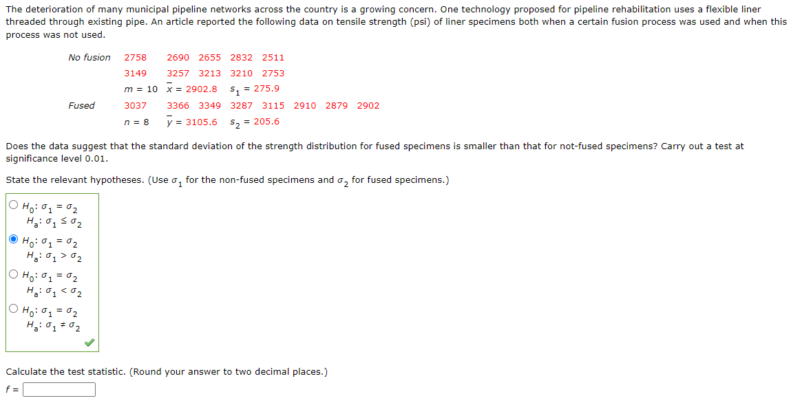 Solved The deterioration of many municipal pipeline networks | Chegg.com