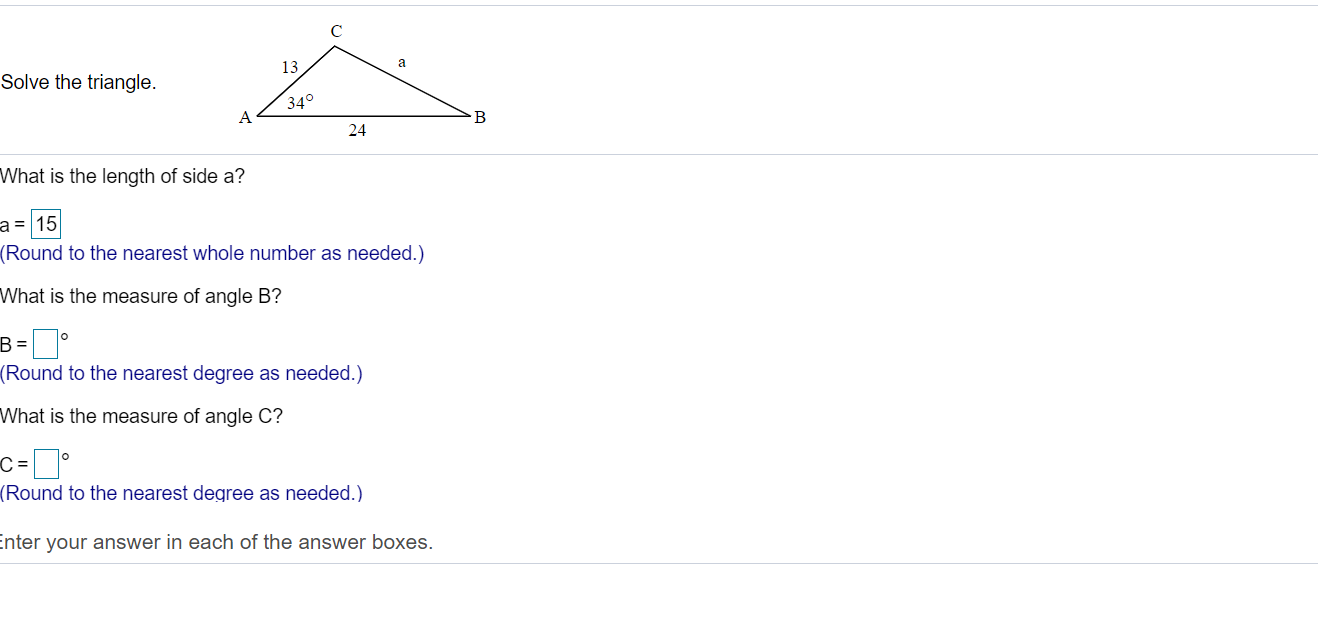 Solved C 13 A Solve The Triangle. 34° A B 24 What Is The | Chegg.com