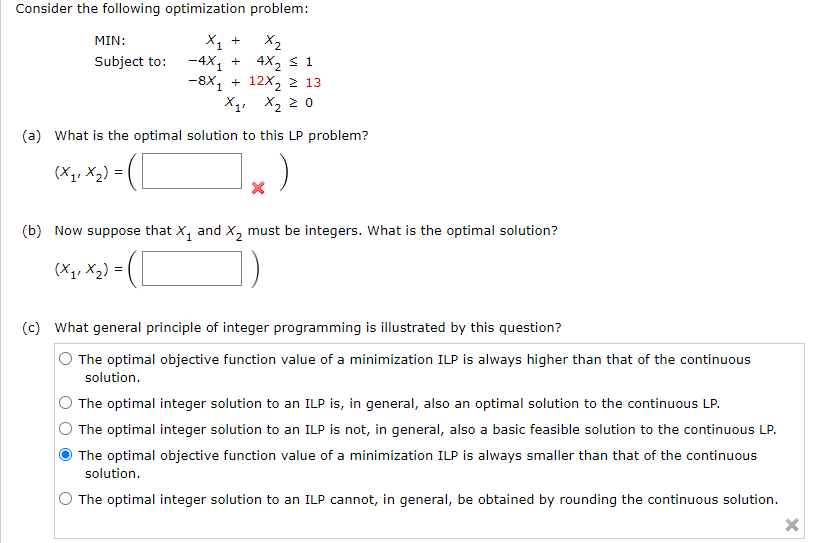 Solved Consider The Following Optimization Problem: MIN: | Chegg.com