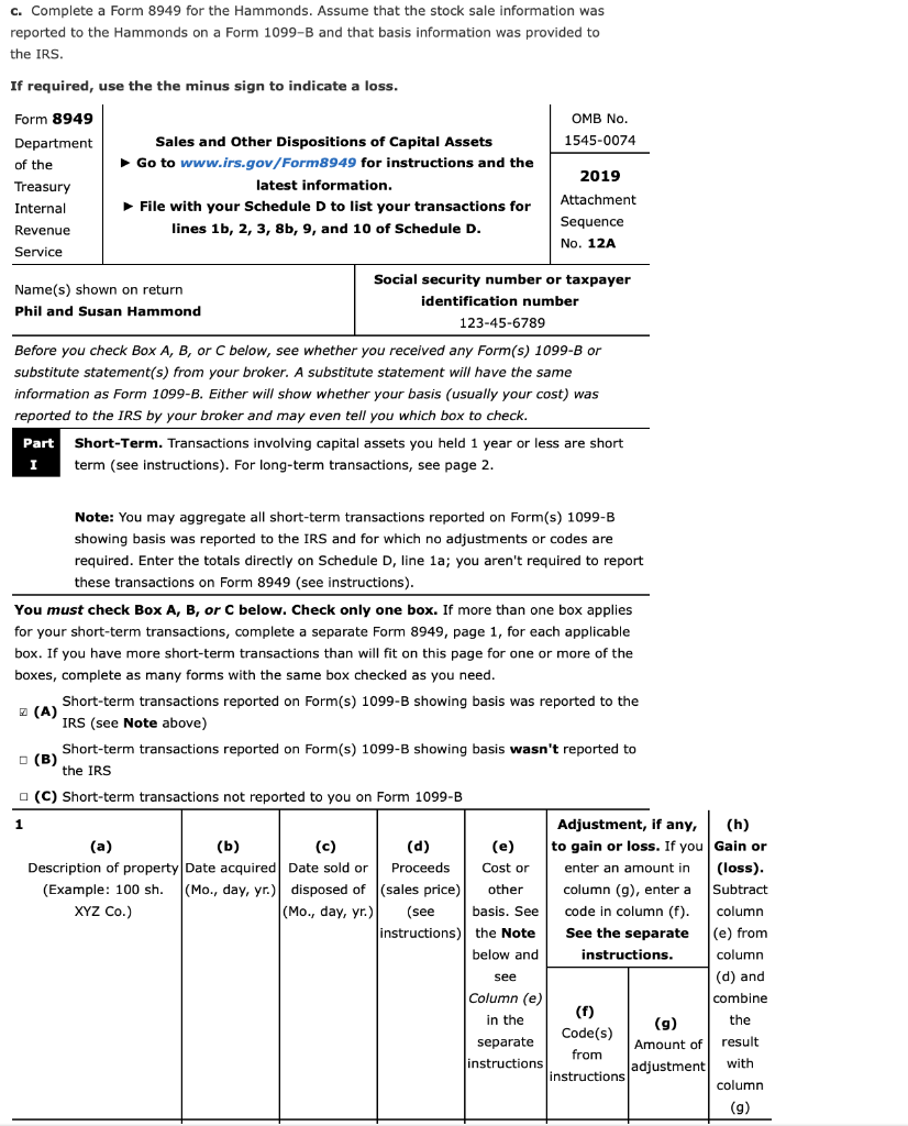 Phil and Susan Hammond are married taxpayers filing a | Chegg.com