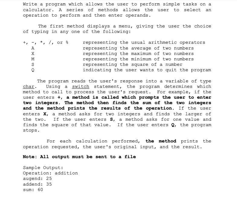 Solved Write a program which allows the user to perform | Chegg.com