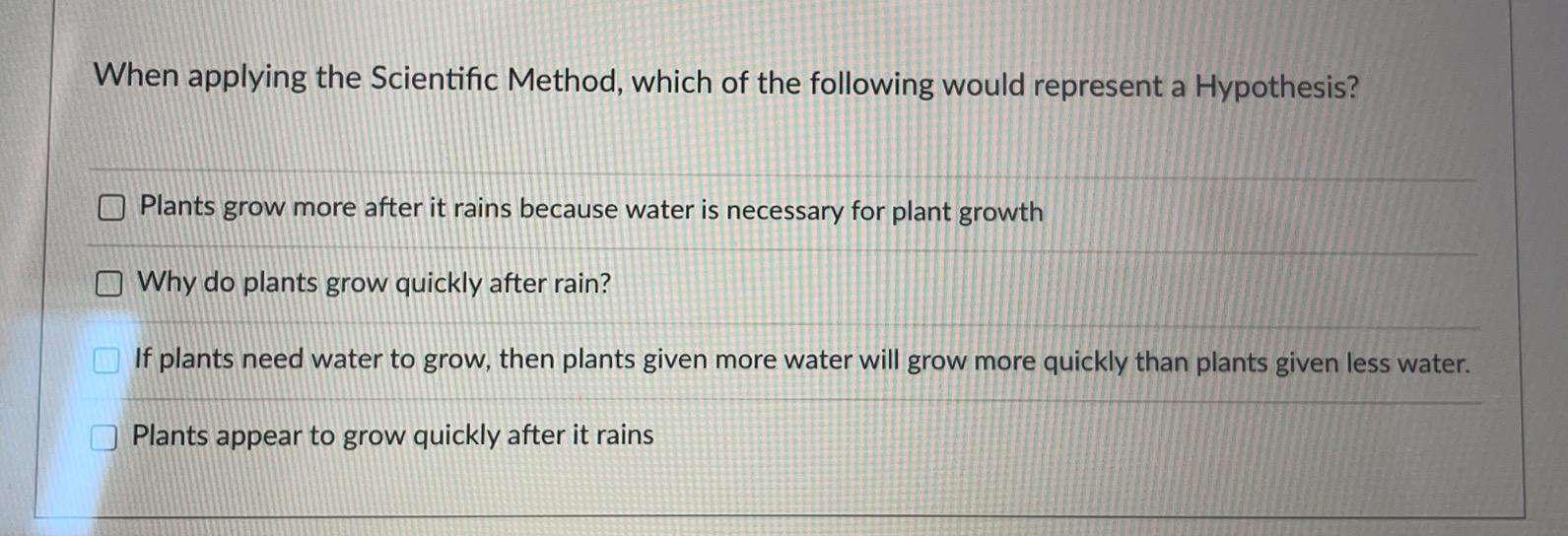 hypothesis plants grow