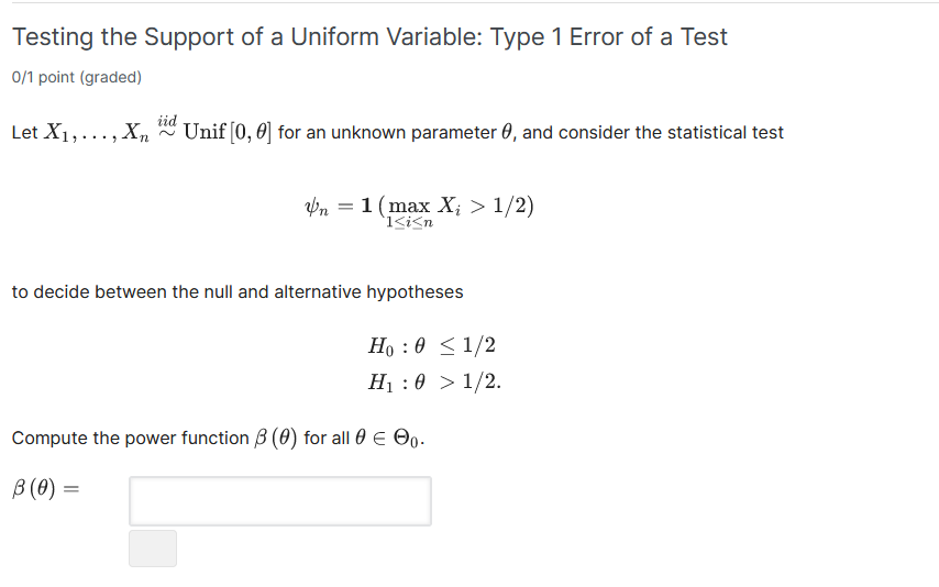 Solved Testing the Support of a Uniform Variable Type 1
