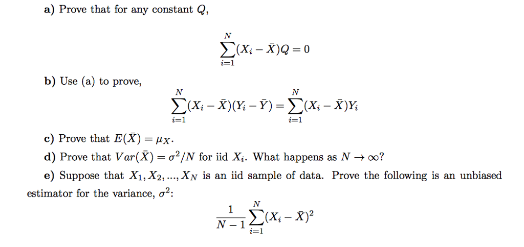 Solved a) Prove that for any constant Q, Σ(x-xx-0 b) Use (a) | Chegg.com