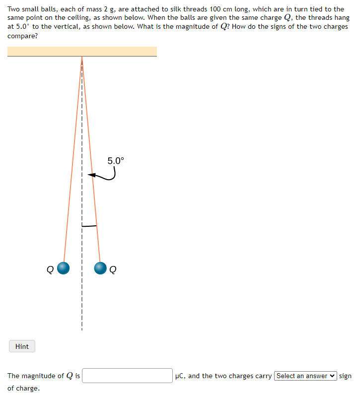 Solved Two small balls, each of mass 2 g, are attached to | Chegg.com