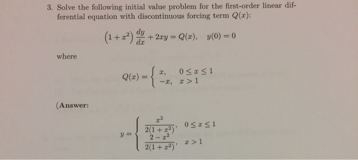 Solved 3. Solve the following initial value problem for the | Chegg.com
