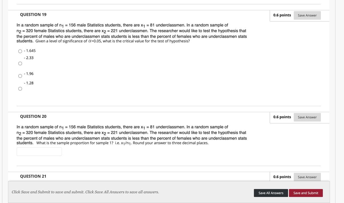 Solved QUESTION 19 0.6 points Save Answer In a random sample | Chegg.com