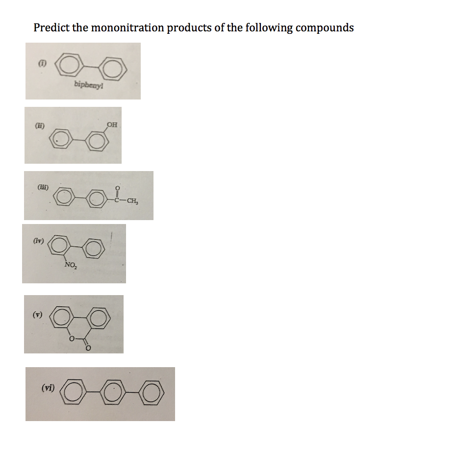 Solved Predict The Mononitration Products Of The Following | Chegg.com