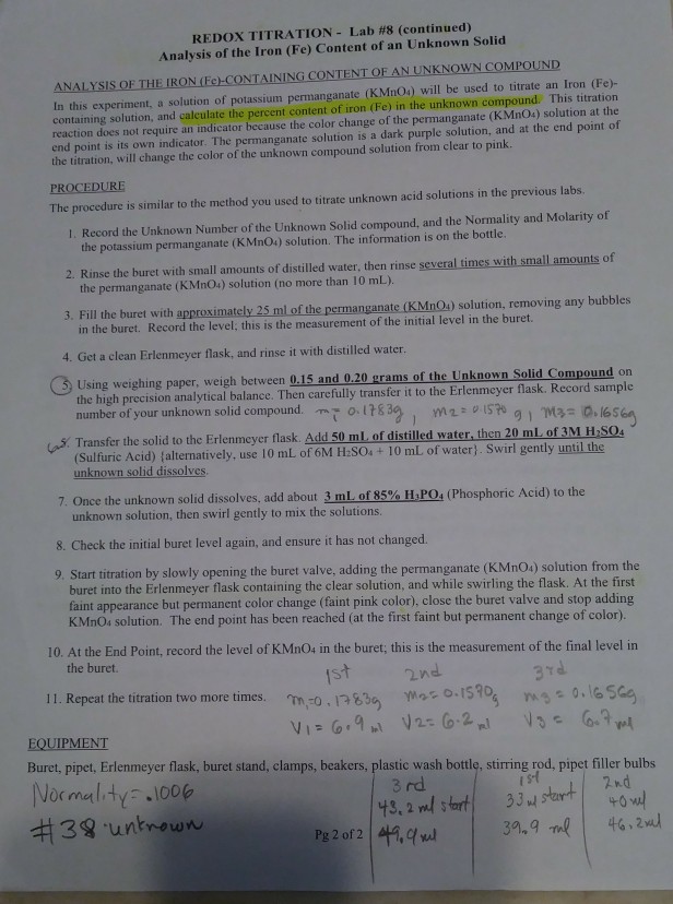 Solved This is a redox titration MnO4 +5e> Mn2+