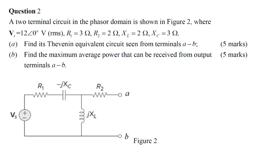 Solved Question 2 A two terminal circuit in the phasor | Chegg.com