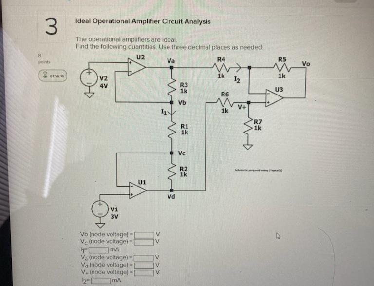 Solved Ideal Operational Amplifier Circuit Analysis 3 The | Chegg.com