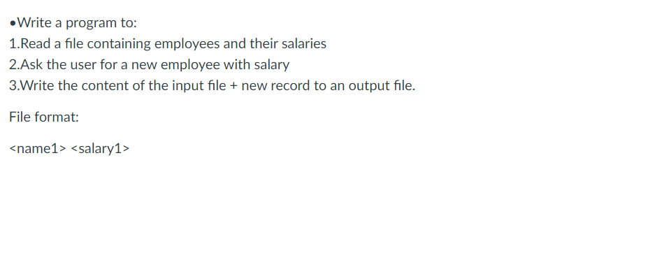 Solved •Write a program to: 1.Read a file containing | Chegg.com