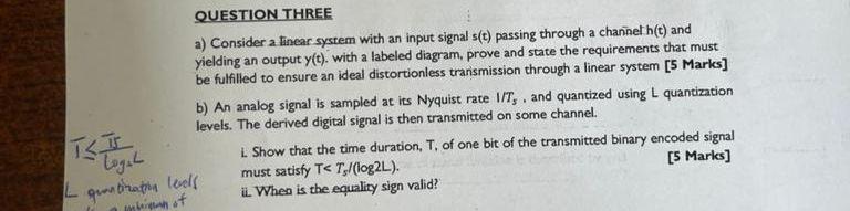 Solved QUESTION THREE a) Consider a linear system with an | Chegg.com
