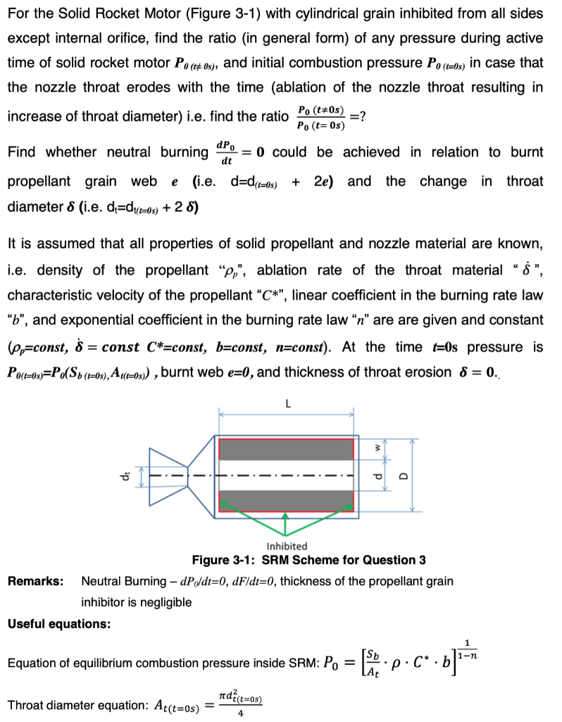For the Solid Rocket Motor (Figure 3-1) with | Chegg.com