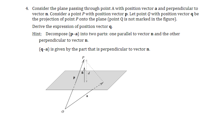 Solved 4. Consider the plane passing through point A with | Chegg.com