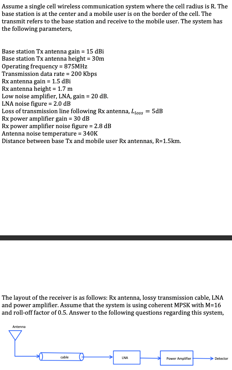 Solved Assume A Single Cell Wireless Communication System | Chegg.com