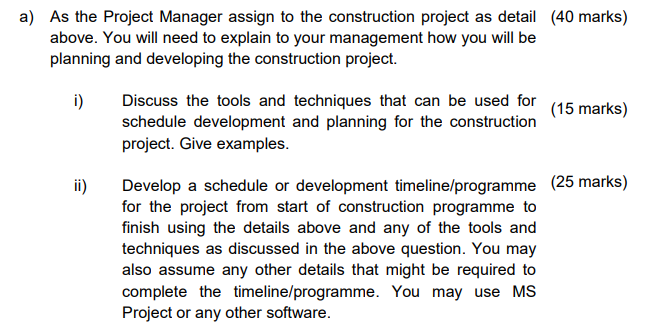 As the Project Manager assign to the construction | Chegg.com