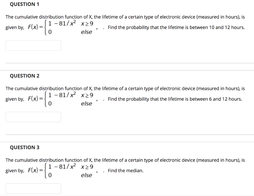 Solved QUESTION 1 The cumulative distribution function of X, | Chegg.com
