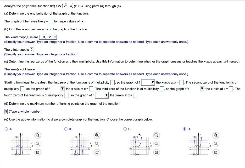 Solved Analyze the polynomial function f(x) = 2x(x2 - 4) | Chegg.com