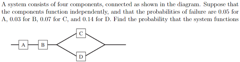 Solved A System Consists Of Four Components, Connected As | Chegg.com