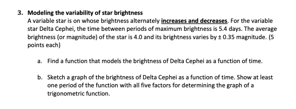 Solved 3. Modeling the variability of star brightness A | Chegg.com