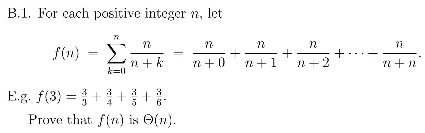 Solved B.1. For Each Positive Integer N, Let | Chegg.com