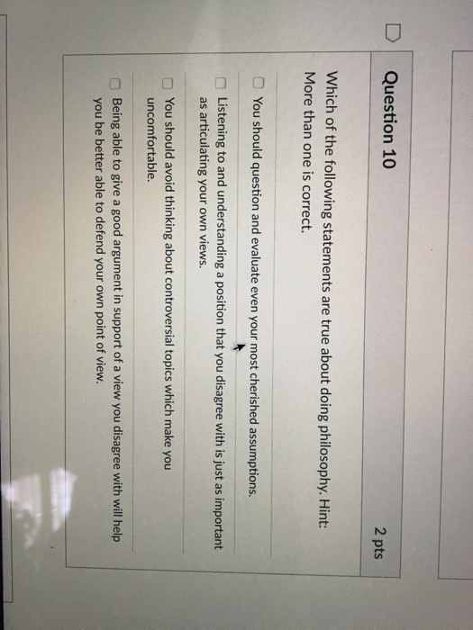 Solved D Question 10 2 pts Which of the following statements | Chegg.com