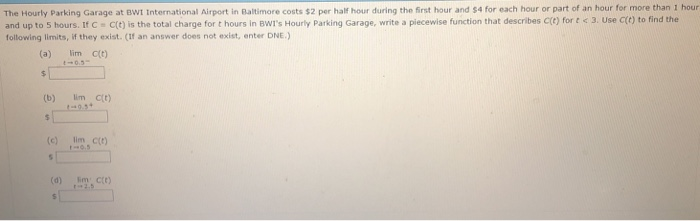 Solved The Hourly Parking Garage at BWI International | Chegg.com
